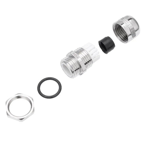 Five Pack PG9 Metal Waterproof Cable Glands For 4 To 8mm Diameter With Nickel Plated Copper Rubber Seal And Hex Nut M7x1 components