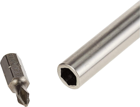 Magnetic Multi Bit Ratcheting Screwdriver 9 Inch With 5 Bits Slotted 2 Phillips 1 Phillips 2 And Torx T15 close-up of bit and shank