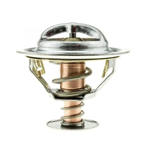 Engine coolant thermostat for Mitsubishi trucks, with sealed housing and copper spring, direct swap for cooling system.