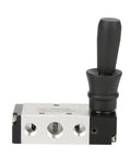 Heavy Duty 4H210-08 Hand Plate Solenoid Valve For Pneumatic Systems with black handle and metal body for industrial applications.