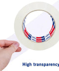 Heavy Duty Packing Tape Six Rolls Pack, 390 Yards Total, Clear 2.8 Mil, 1.88 Inch Wide, held by hand showing high transparency