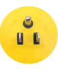 Heavy Duty Generator Adapter Nema 5 15P To L14 30R Twist Lock Connector top view showing yellow PVC outer shell and gold contacts.