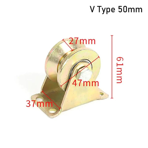 Heavy Duty Four Pack V Groove Slider Roller Balls Stainless Steel Track Pulleys shown with dimensions 50mm x 61mm for smooth gliding.