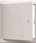 Heavy Duty Metal Access Door 8 By 8 Inches 10 Inch Deep Flush Panel Slick White Finish Concealed Hinge open view