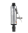Top Tier 25000 Rpm Air Die Grinder Kit With Quick Chuck and 16 Piece Set side view showing metal body and safety throttle.