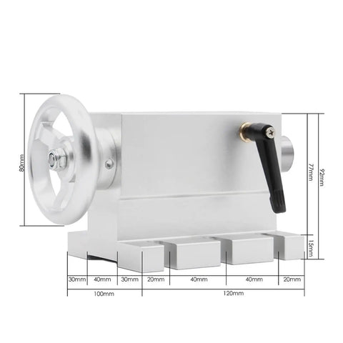 Heavy Duty Single CNC Tailstock Assembly With Movable Base And Four Head Setup For Rotary Fourth Axis Engraving Machines with detailed measurements.