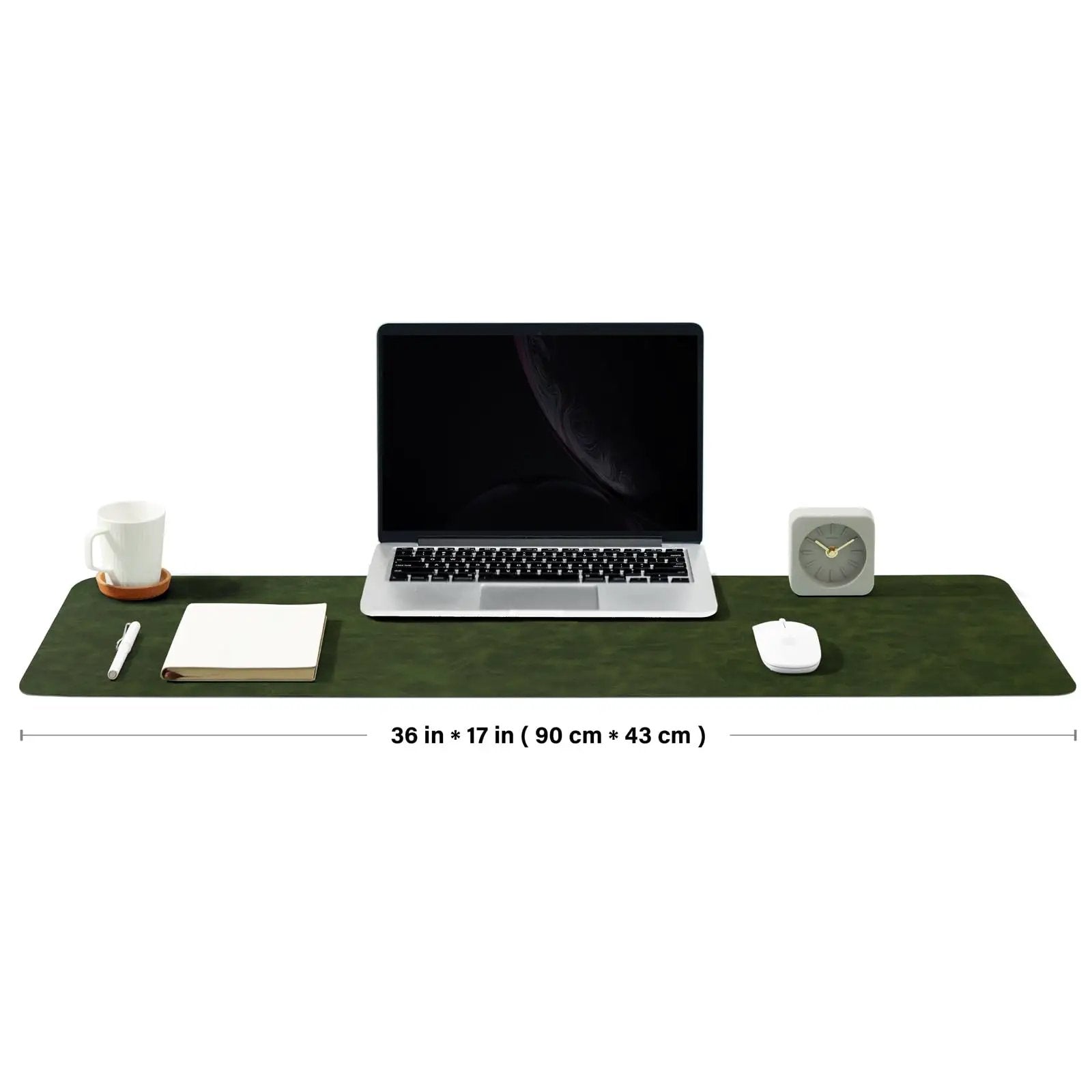 Forest Green Distressed PU Leather Desk Pad 36x17 ✓