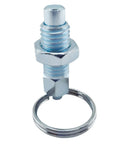 Heavy Duty Four Pack Carbon Steel Spring Plunger With Pull Ring M10x1.5 Retractable Indexing Pin close-up showing pull ring and threading