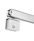 Close-up of Ultra Quiet Roller Sliding Glass Door Track Kit for Barn Pocket Wood Closet or Bypass Doors, ceiling mounted aluminum rail.