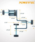 Side view of Cabinet Hinge Jig With Drawer Front Installation Clamps Kit, showing measurements and metal clamps.