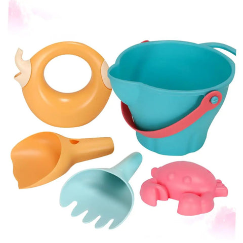 5 Piece Beach Sand Set For Kids And Boys Portable Lightweight Plastic Shovels And Buckets Water Play Kit For Creativity And Summer Fun On The Beach This Summer