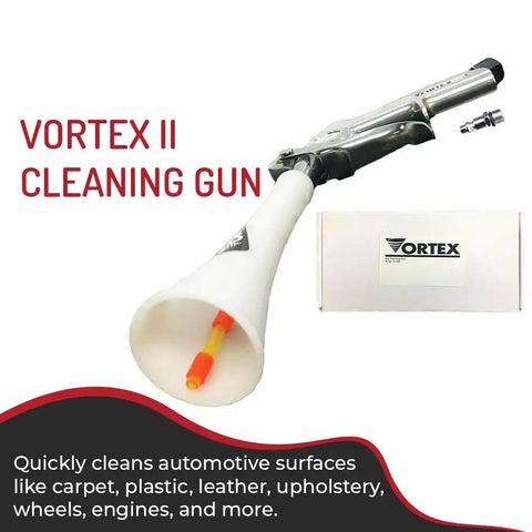 Vortex II Air Cleaning Gun for Auto Detailing, Deep Clean Car Interiors and Exteriors, Air Compressor Powered Blaster shown.