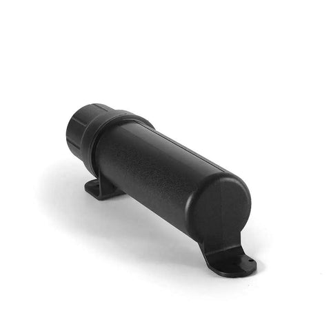 Rugged Off Road Motorcycle Tool Tube Waterproof Storage Box black polypropylene with cap angled side view
