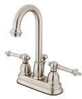 Oil Rubbed Bronze Deck Mount Lavatory Faucet with Lever Handle and Pop Up, 4 Inch Centerset, solid brass, vintage design