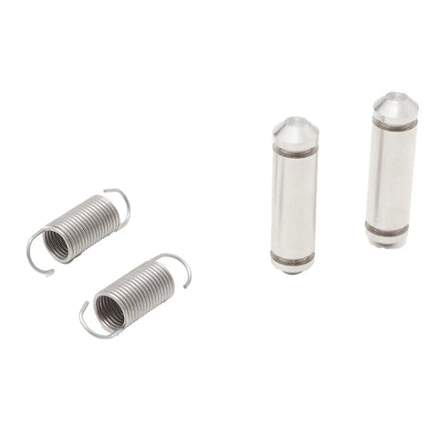 Heavy Duty Triple Position Recliner Mechanism Repair Kit With Rust Resistant Stainless Steel Pins Industrial Grade Torsion Springs and Lock Plate Set, springs and steel pins.