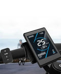 Low Fuss High Precision LCD Display Meter for 24V to 72V electric bikes and scooters showing speed and battery on handlebar