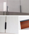 Edge Finger Pulls 2 Pack Hidden Cabinet Handles for kitchen cabinet drawers, aluminum alloy, anti-rust design close-up and installed view.