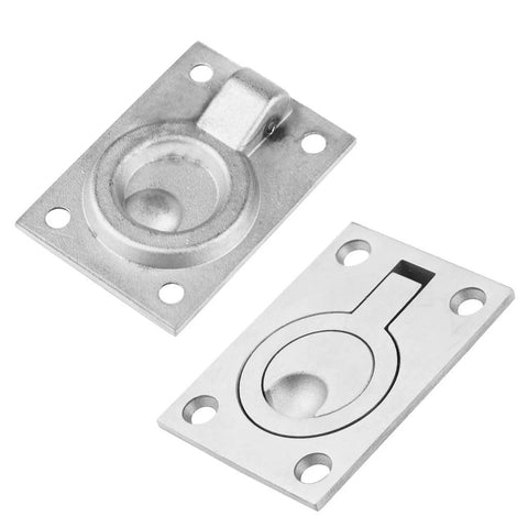 2 Pack Square Flush Pull Ring Handles For Recessed Boat Hatch Latch And Cabinet Flush Mount Hidden Lifting Ring Handles In 304 Stainless Steel