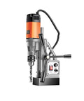 Pro Grade Magnetic Drill Press Variable Speed Bench Drilling Machine Built Like A Tank For Wood And Metal Projects side view with controls and drill bit.