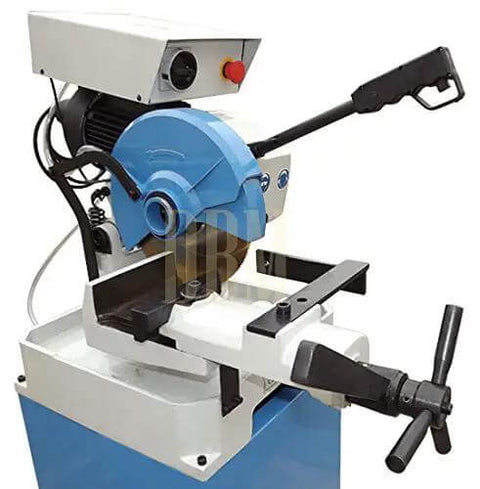 Professional 11 Inch Cold Cut Circular Saw With Swivel Base And Heavy Duty Stand 110 Volt Single Phase Motor view with blade and cutting handle.