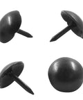 Heavy Duty Matte Black Upholstery Tacks In Two Hundred Pack Featuring Smooth Nine Millimeter Caps view from multiple angles