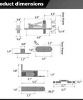Technical drawing of Heavy Duty Invisible 360 Degree Pivot Hinges For Secret Doors detailing dimensions and components.