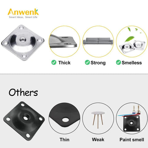 Heavy Duty Furniture Leg Mounting Plates 5 16 Inch T Bracket Kit with Hanger Bolts, Sturdy silver bracket comparison.