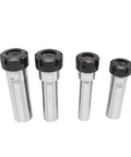 Extended Rod Side Fixed ER Chuck For CNC Lathe And Milling Machine Heavy Duty Workhorse, four sizes displayed, durable steel construction.