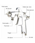 Dead Simple Pneumatic Paint Sprayer With Fully Adjustable Wide Fan Pattern Handheld Touch Up Spray Gun Delivering Knockout Auto And Effortless Weekend Painting Tasks W200 Model detailed with nozzles and controls.