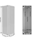 Outdoor IP67 Junction Box With Mounting Plate 9.8 By 3.3 By 3.1 Inches ABS Plastic Project Box DIY Electrical Enclosure Gray Built Tough Weatherproof Dustproof For Outdoor Use And Safe Electrical Projects, shown with dimensions