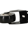 Adjustable Cabinet Door Bottom Support Wheel Anti Sag Fixing Bracket Heavy Duty Steel Build with grey rubber wheel side view.