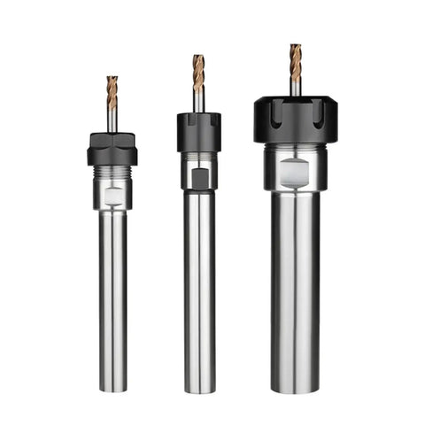 Spindle Extension Rod With ER Collet for Milling Machine and Lathe, features three lengths for stable rotation during high-speed CNC cutting.