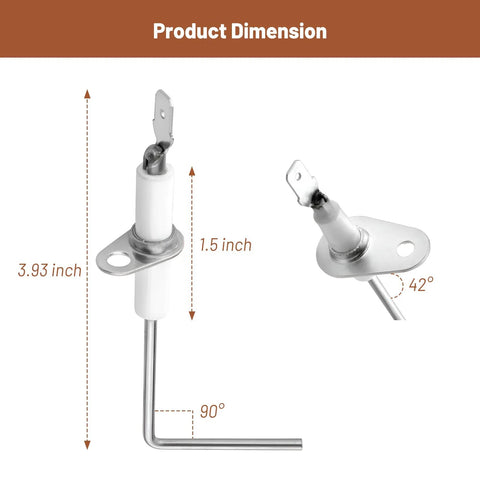 Front view of furnace flame sensor, white ceramic body with metal mounting bracket; 2-pack