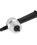Aolidsive Dual Head Metal Nibbler With Interchangeable Cutters For Steel Stainless Aluminum Power Drill Attachment 360 Rotating Cutting Tool Efficient Sheet Metal Work 1500-3000 Rpm showing silver and black drill attachment.