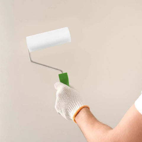 Ten Piece Mini Sponge Paint Roller Sleeve Set Goes Down Smooth Like Butter Fits Standard Frames Fast No Fuss Replacement Foam Rollers For Everyday Home Projects in use on wall.