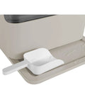 Cream Countertop Nugget Ice Maker With Visible Window And Sleek Touchscreen That Cranks Out 44 Lbs Of Soft Sonic Ice Daily showing a white scoop on the base.