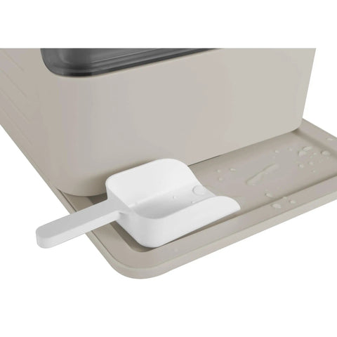 Cream Countertop Nugget Ice Maker With Visible Window And Sleek Touchscreen That Cranks Out 44 Lbs Of Soft Sonic Ice Daily showing a white scoop on the base.