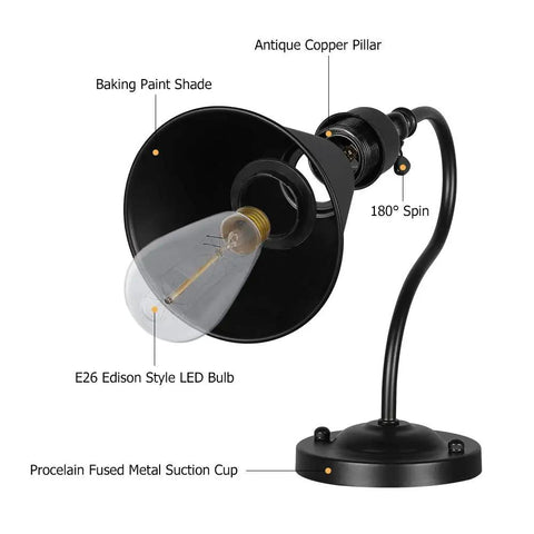 Swing Arm Wall Lamp Set 2 Pack Dope Rustic Vintage Sconce Lighting For Home Decor Bedroom Headboard Bathroom Farmhouse Porch And Garage Black Finish 180 Degree Adjustable Arm Durable Metal Bulb Not Included showing detailed components.