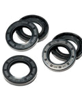 Five black nitrile rubber rotary shaft seals with double lip and spring, 25x42x7 mm