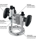 Palm Router Plunge Base For GKF125CE With Ultra Smooth Plunge Action And Micro Fine Adjustment, durable construction details