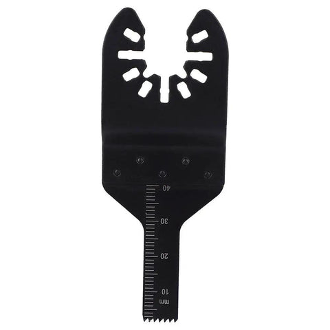 Multi-tooth blade from 33 Piece Universal Oscillating Multitool Blade Set Heavy-Duty with metric scale for precise cutting