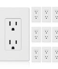 Matte White Decorator Wall Outlet 15A 125V NEMA 5-15R 2-Pole 3-Wire Non-Tamper-Resistant Self-Grounding UL Listed With Wall Plate Easy Install No-Brainer Home Upgrade 10 Pack