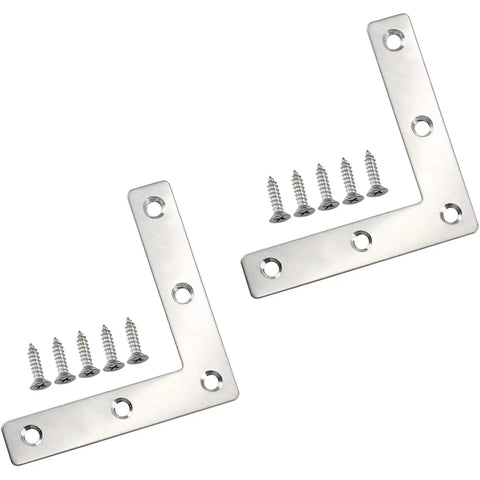 Ten Pack Stainless Steel Flat L Shape Corner Braces For Wood Furniture Cabinets And Shelves Right Angle Repair Brackets