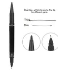 Hella Smooth Dual Tip Marking Kit Bold And Ultra Fine Felt Scribes For Piercing Positioning Aesthetic Procedures And Surgical Stenciling Top Shelf Removable Studio Grade Tools 10 Piece Set Black with dual tips shown.