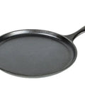 Round Cast Iron Griddle With Red Silicone Handle Holder, Heavy Duty Flat Cooking Pan For Go To Breakfast Staples And Everyday Cooking, 10.5 Inch.