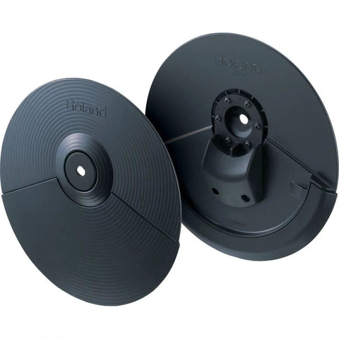 CY5 10 Inch Electric Drum Splash Pad With Separate Bow And Edge Triggers shown in black with swing movement