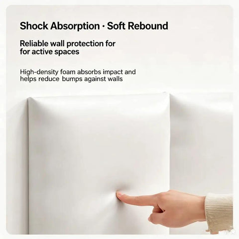 Solid White 3D Foam Wall Protectors, Rad Sound Blocking Acoustic Bed Backers with finger pressing foam panels.