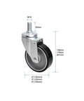 Heavy Duty Caster Wheels Swivel Casters With Top Plate For Carts And Workbenches Quiet No Noise Rolling Wheels With Brake Threaded Stem Castors For Workshop And Garage Smooth 360 Degree Swivel with size specifications