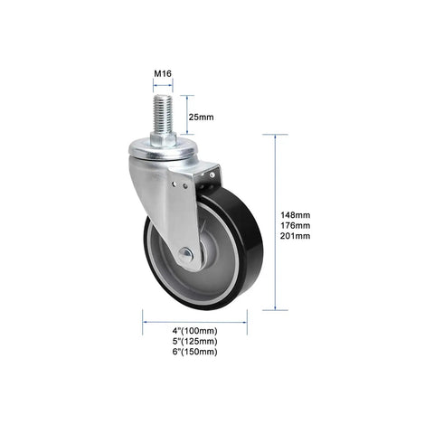 Heavy Duty Caster Wheels Swivel Casters With Top Plate For Carts And Workbenches Quiet No Noise Rolling Wheels With Brake Threaded Stem Castors For Workshop And Garage Smooth 360 Degree Swivel with size specifications