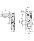Get A Durable Mechanical Rotary Door Draw Press With Concealed Single Point Vertical Catch Lock For Clean Professional Looks And Reliable Heavy Duty Performance Diagram with dimensions for rotary draw press.